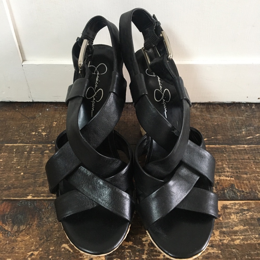 Grass weave platform sandal